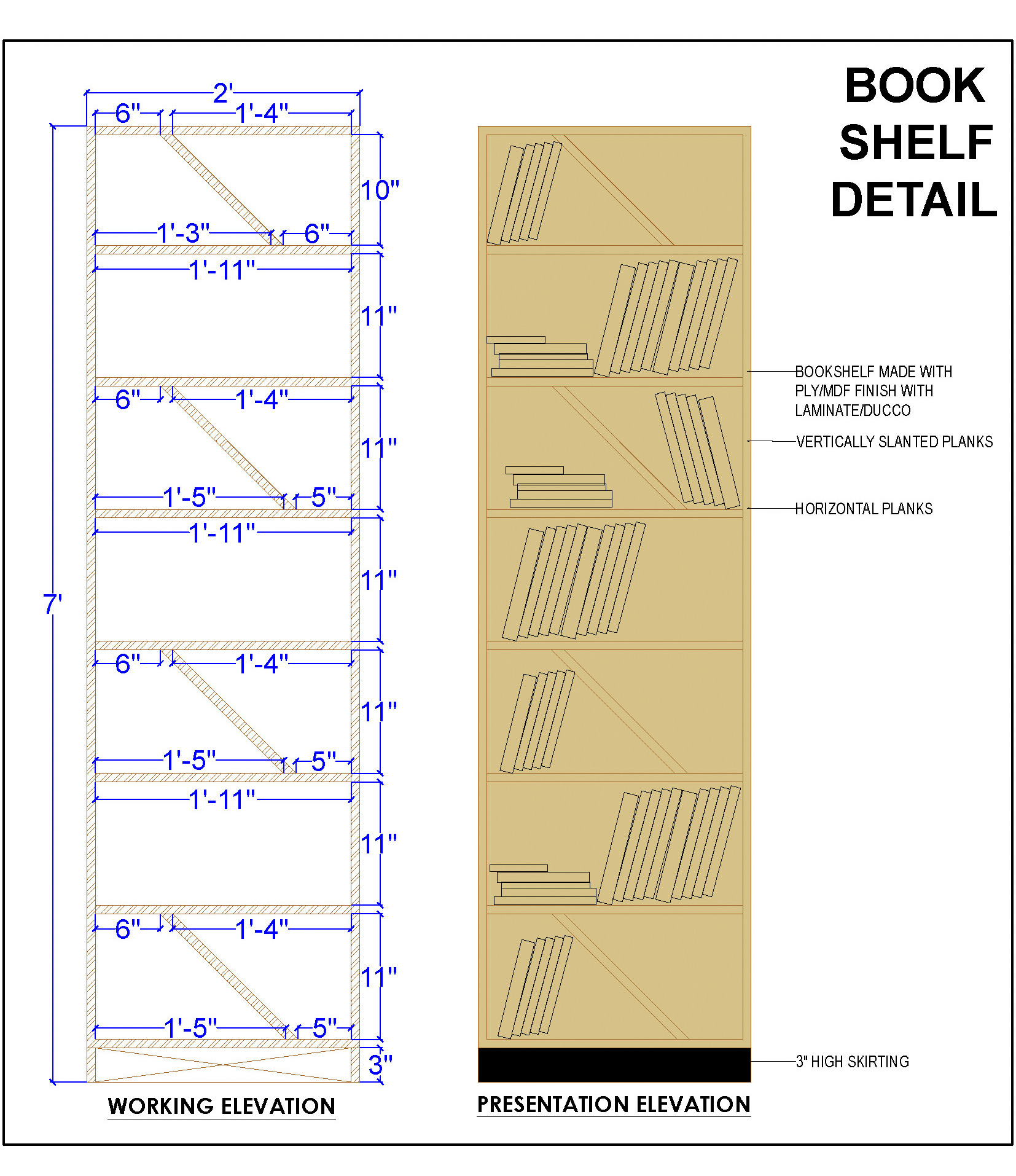 Bookshelf Elevation AutoCAD DWG Free Download